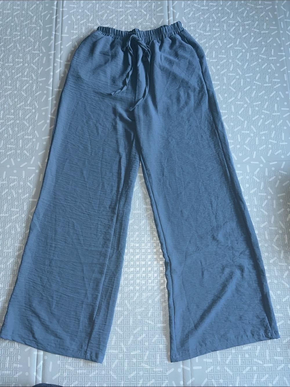 Wide Leg Drawstring Lounge Pants - Slate Blue